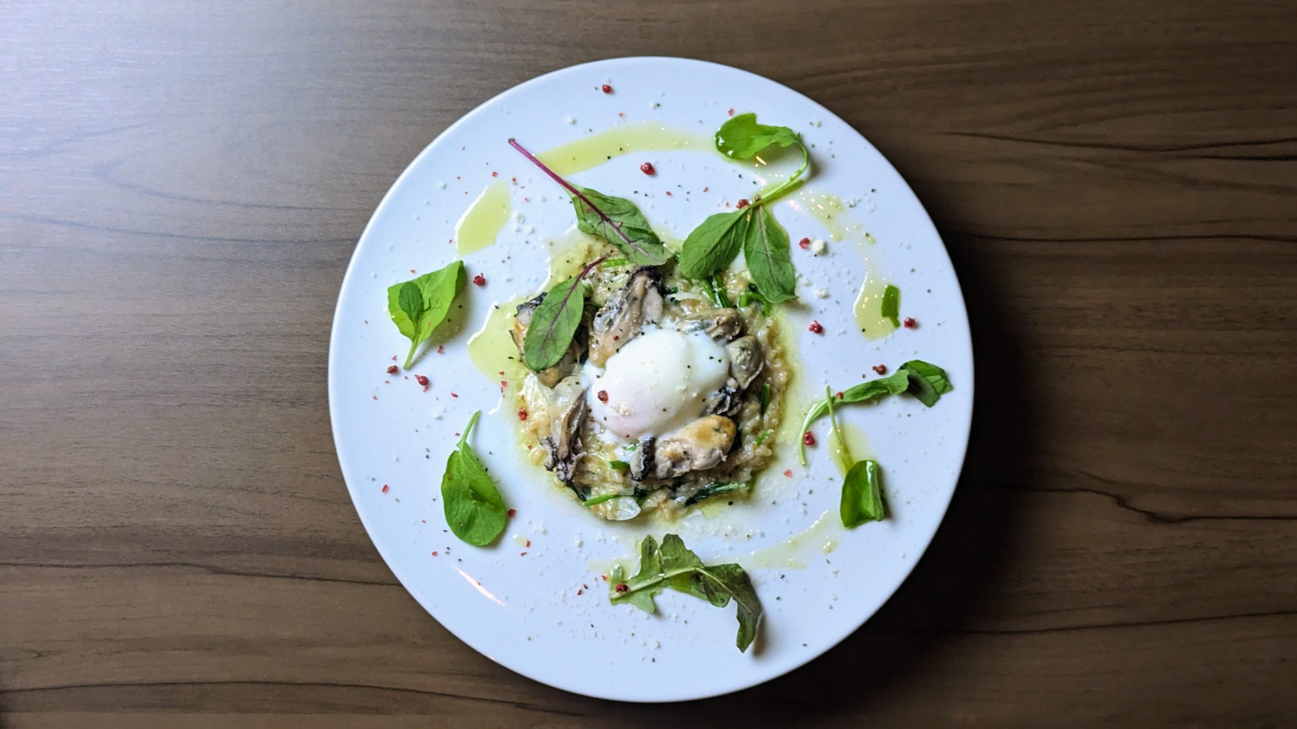 牡蠣とほうれん草のリゾット